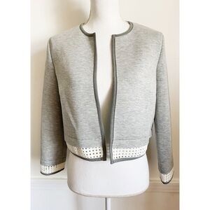 Tahari • Grey White Crop Larissa Neoprene Blazer